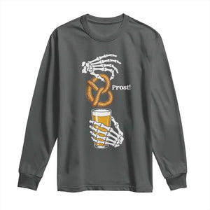 Prost Beer Lover Skeleton Hands German Festival Graphic Long Sleeve Shirt TS12 Dark Heather Print Your Wear