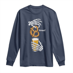 Prost Beer Lover Skeleton Hands German Festival Graphic Long Sleeve Shirt TS12 Navy Print Your Wear