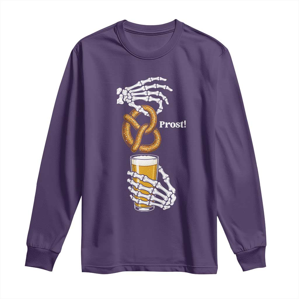 Prost Beer Lover Skeleton Hands German Festival Graphic Long Sleeve Shirt TS12 Purple Print Your Wear