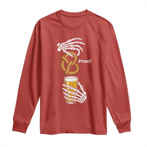 Prost Beer Lover Skeleton Hands German Festival Graphic Long Sleeve Shirt TS12 Red Print Your Wear