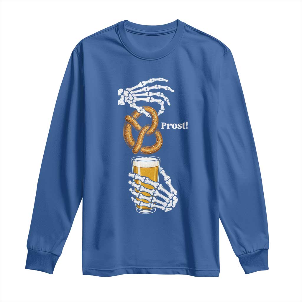 Prost Beer Lover Skeleton Hands German Festival Graphic Long Sleeve Shirt TS12 Royal Blue Print Your Wear