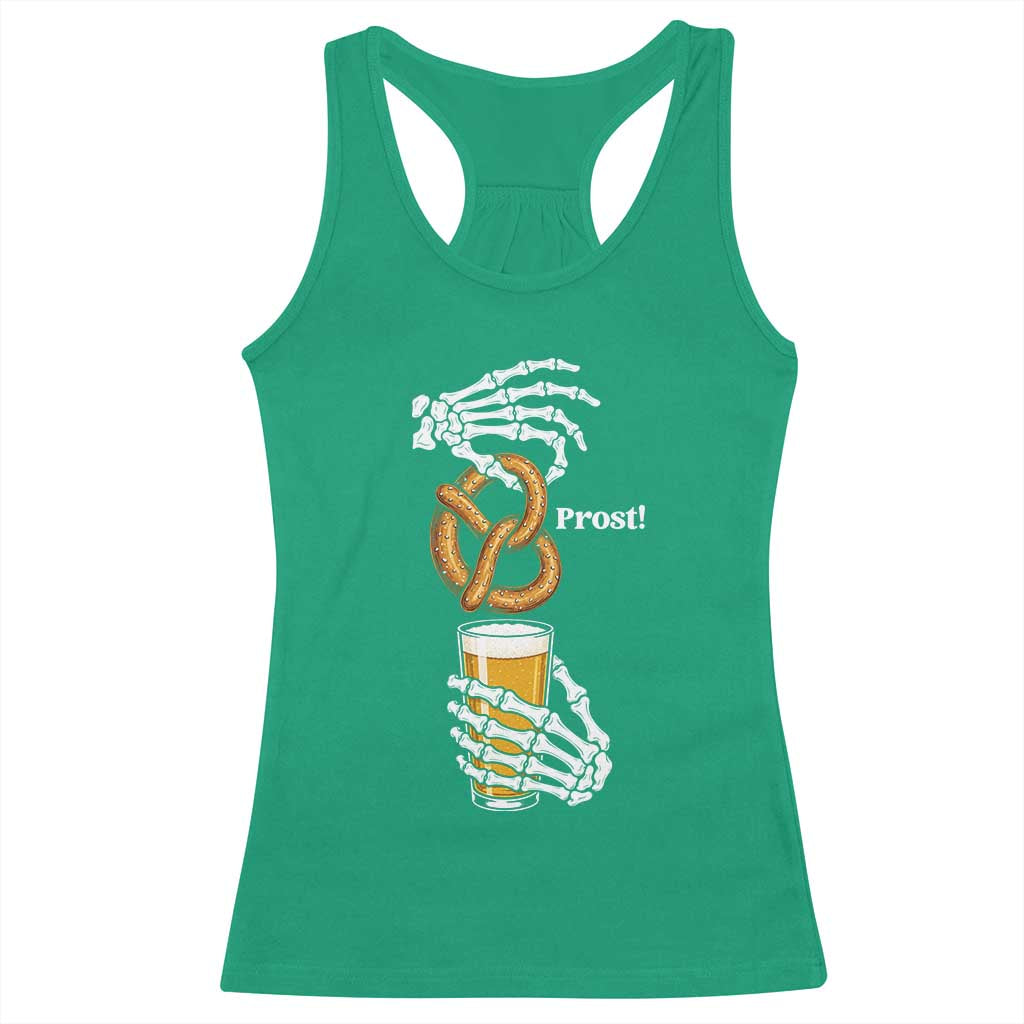 Prost Beer Lover Skeleton Hands German Festival Graphic Racerback Tank Top TS12 Irish Green Print Your Wear