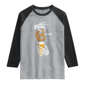 Prost Beer Lover Skeleton Hands German Festival Graphic Raglan Shirt TS12 Heather Gray Black Print Your Wear