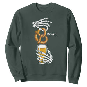 Prost Beer Lover Skeleton Hands German Festival Graphic Sweatshirt TS12 Dark Forest Green Print Your Wear