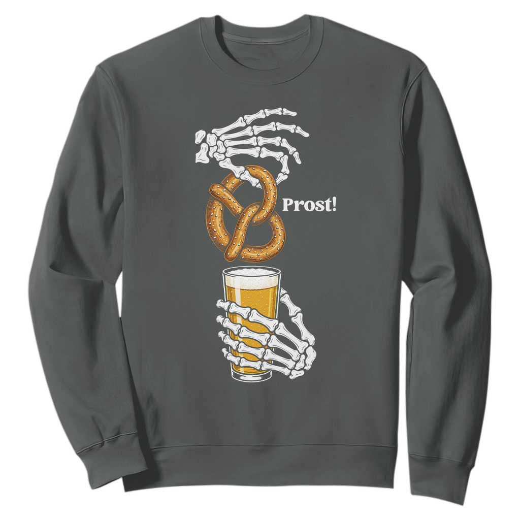 Prost Beer Lover Skeleton Hands German Festival Graphic Sweatshirt TS12 Dark Heather Print Your Wear