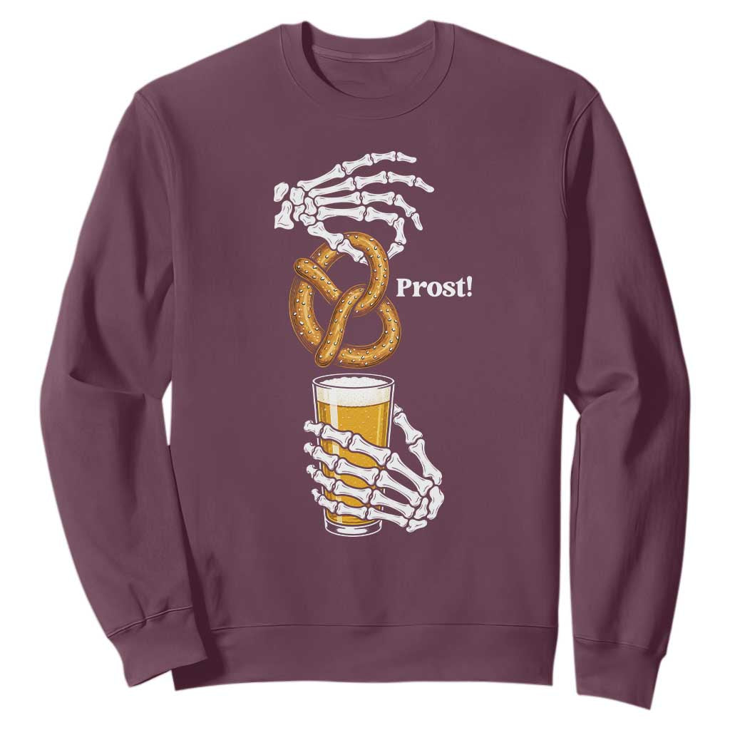 Prost Beer Lover Skeleton Hands German Festival Graphic Sweatshirt TS12 Maroon Print Your Wear