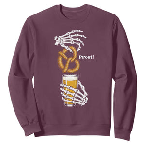 Prost Beer Lover Skeleton Hands German Festival Graphic Sweatshirt TS12 Maroon Print Your Wear