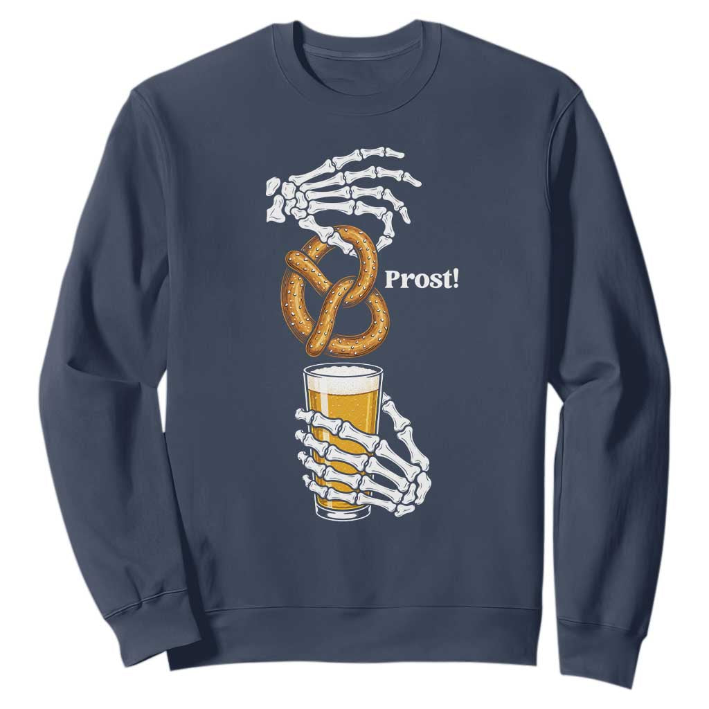Prost Beer Lover Skeleton Hands German Festival Graphic Sweatshirt TS12 Navy Print Your Wear