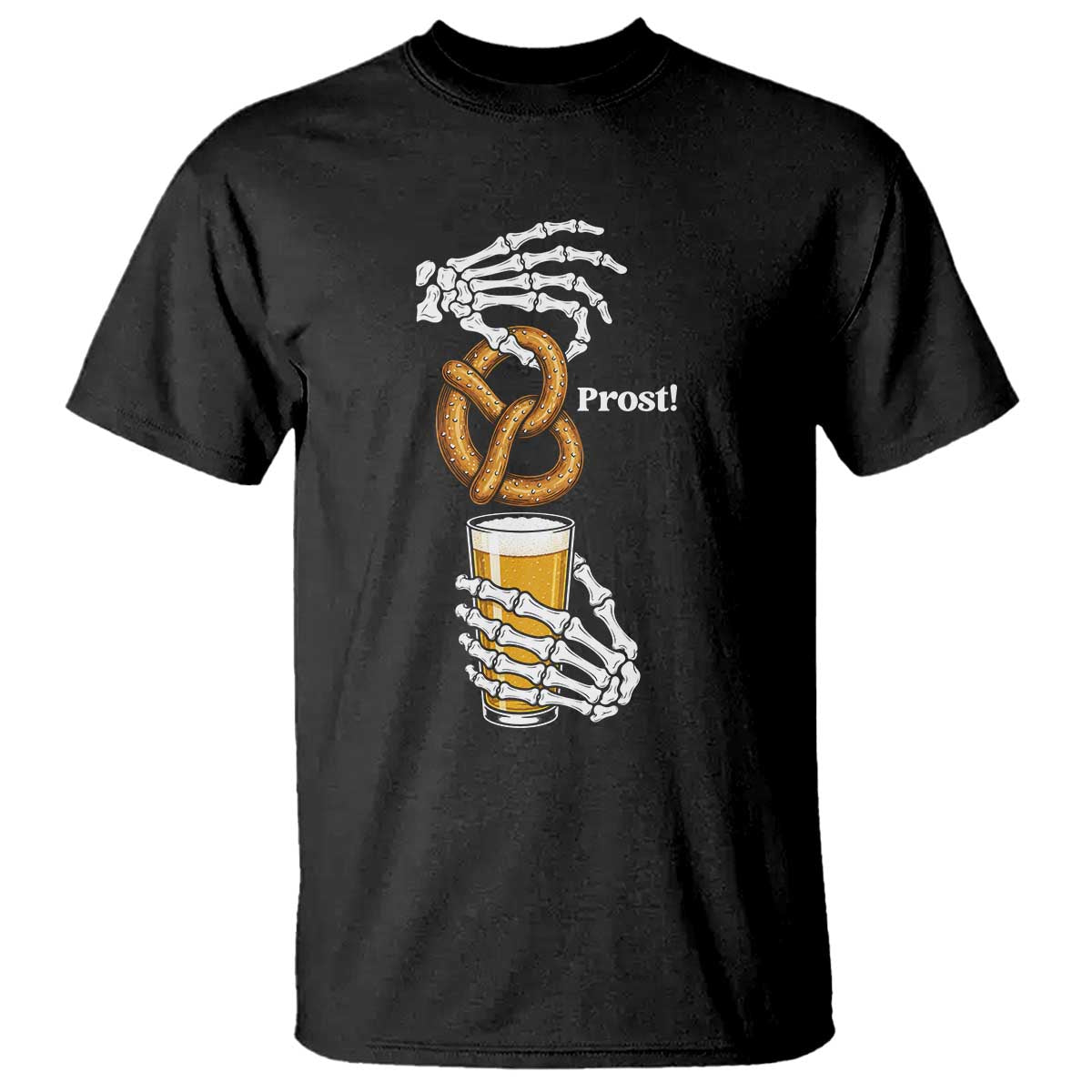 Prost Beer Lover Skeleton Hands German Festival Graphic T Shirt TS12 Black Print Your Wear