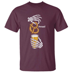 Prost Beer Lover Skeleton Hands German Festival Graphic T Shirt TS12 Maroon Print Your Wear