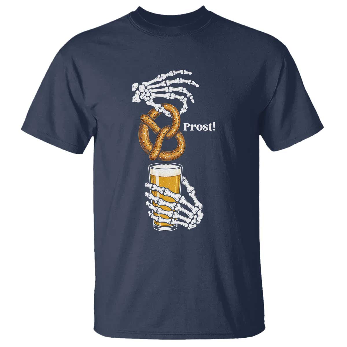 Prost Beer Lover Skeleton Hands German Festival Graphic T Shirt TS12 Navy Print Your Wear