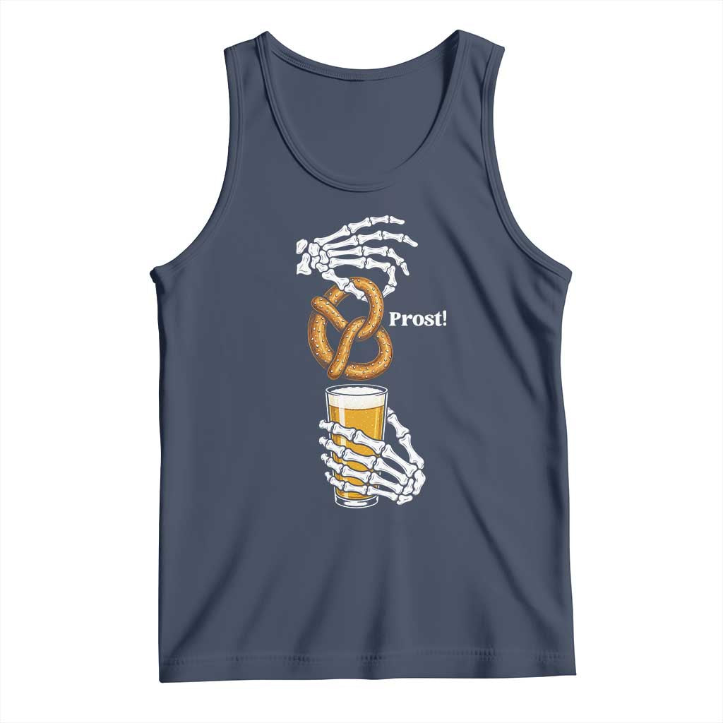 Prost Beer Lover Skeleton Hands German Festival Graphic Tank Top TS12 Navy Print Your Wear