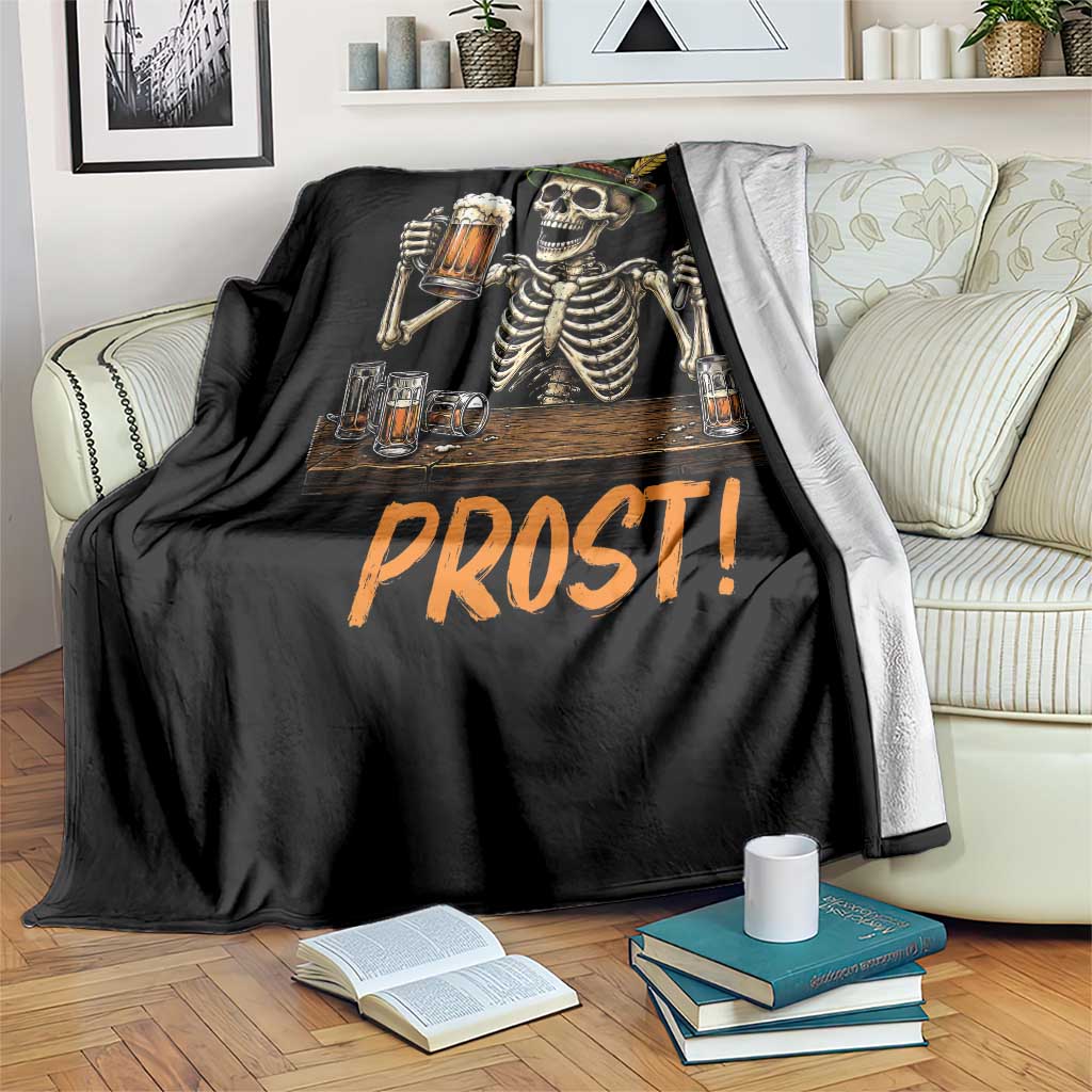 Funny Skeleton Oktoberfest Throw Blanket Prost Beer Lover Bavarian Gift TS12 Print Your Wear