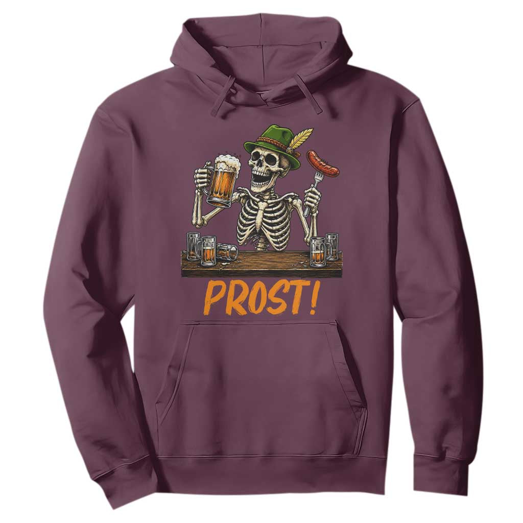 Funny Skeleton Oktoberfest Hoodie Prost Beer Lover Bavarian Gift TS12 Maroon Print Your Wear