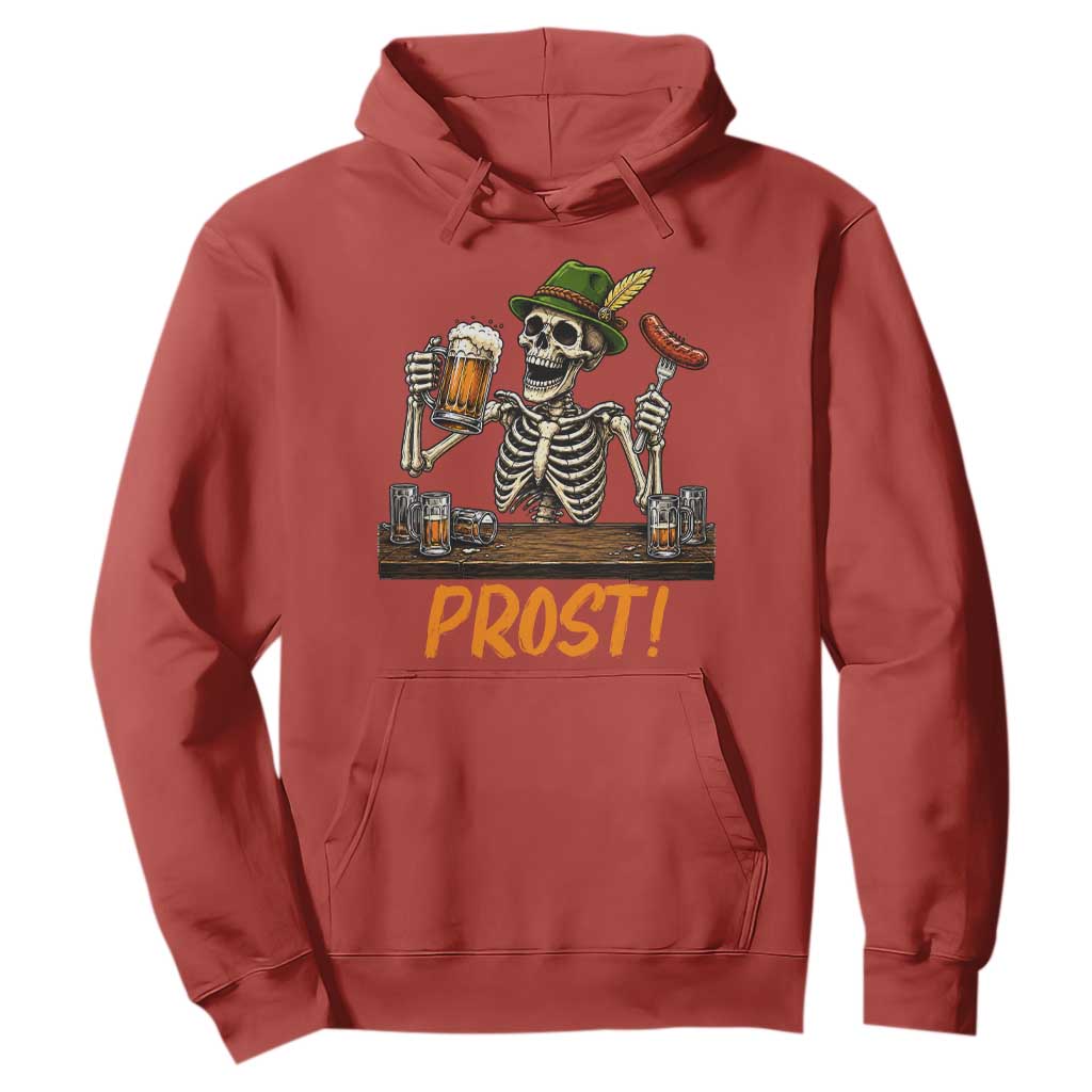 Funny Skeleton Oktoberfest Hoodie Prost Beer Lover Bavarian Gift TS12 Red Print Your Wear