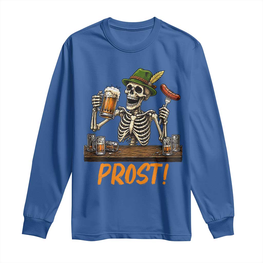 Funny Skeleton Oktoberfest Long Sleeve Shirt Prost Beer Lover Bavarian Gift TS12 Royal Blue Print Your Wear