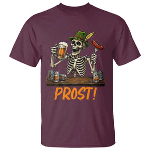 Funny Skeleton Oktoberfest T Shirt Prost Beer Lover Bavarian Gift TS12 Maroon Print Your Wear