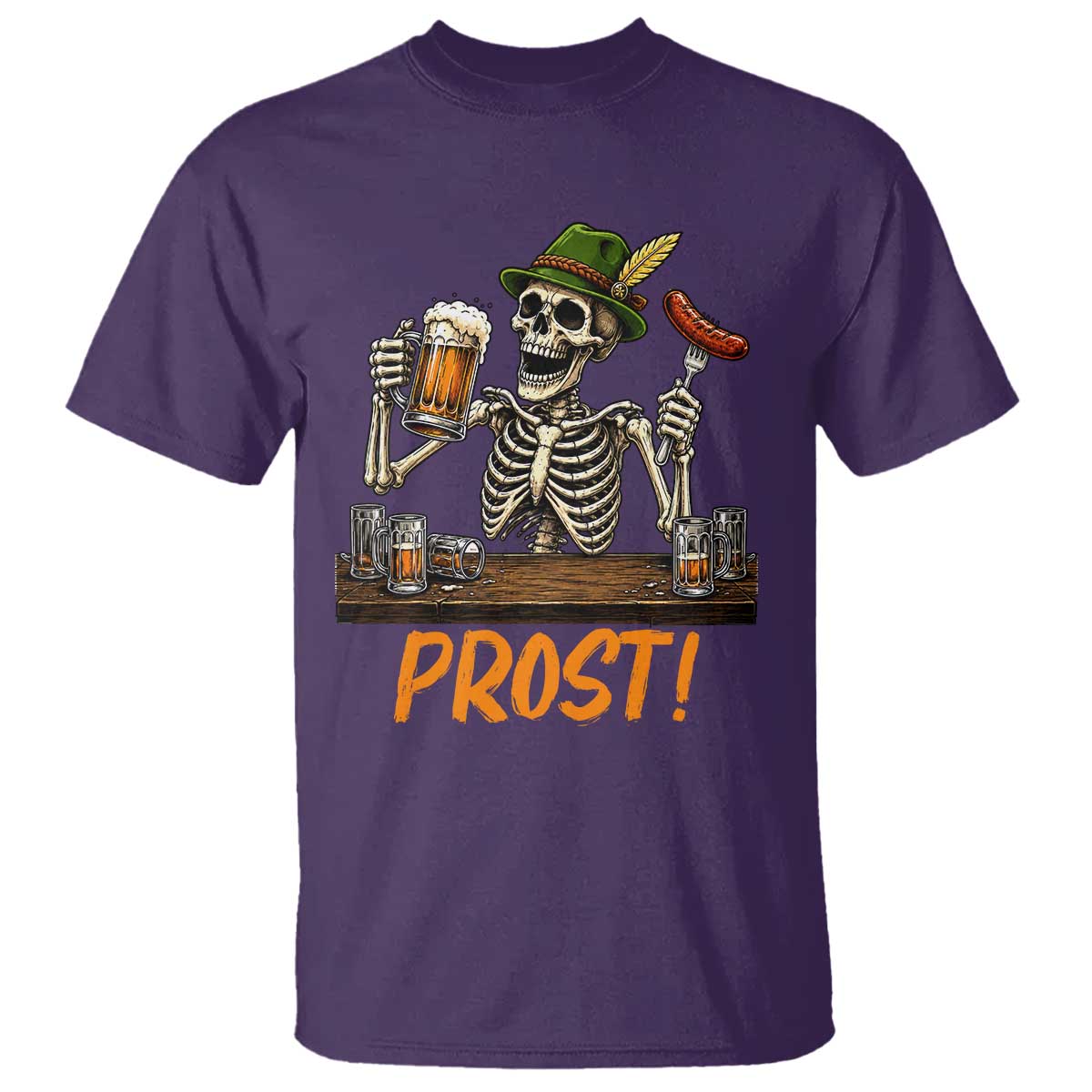 Funny Skeleton Oktoberfest T Shirt Prost Beer Lover Bavarian Gift TS12 Purple Print Your Wear