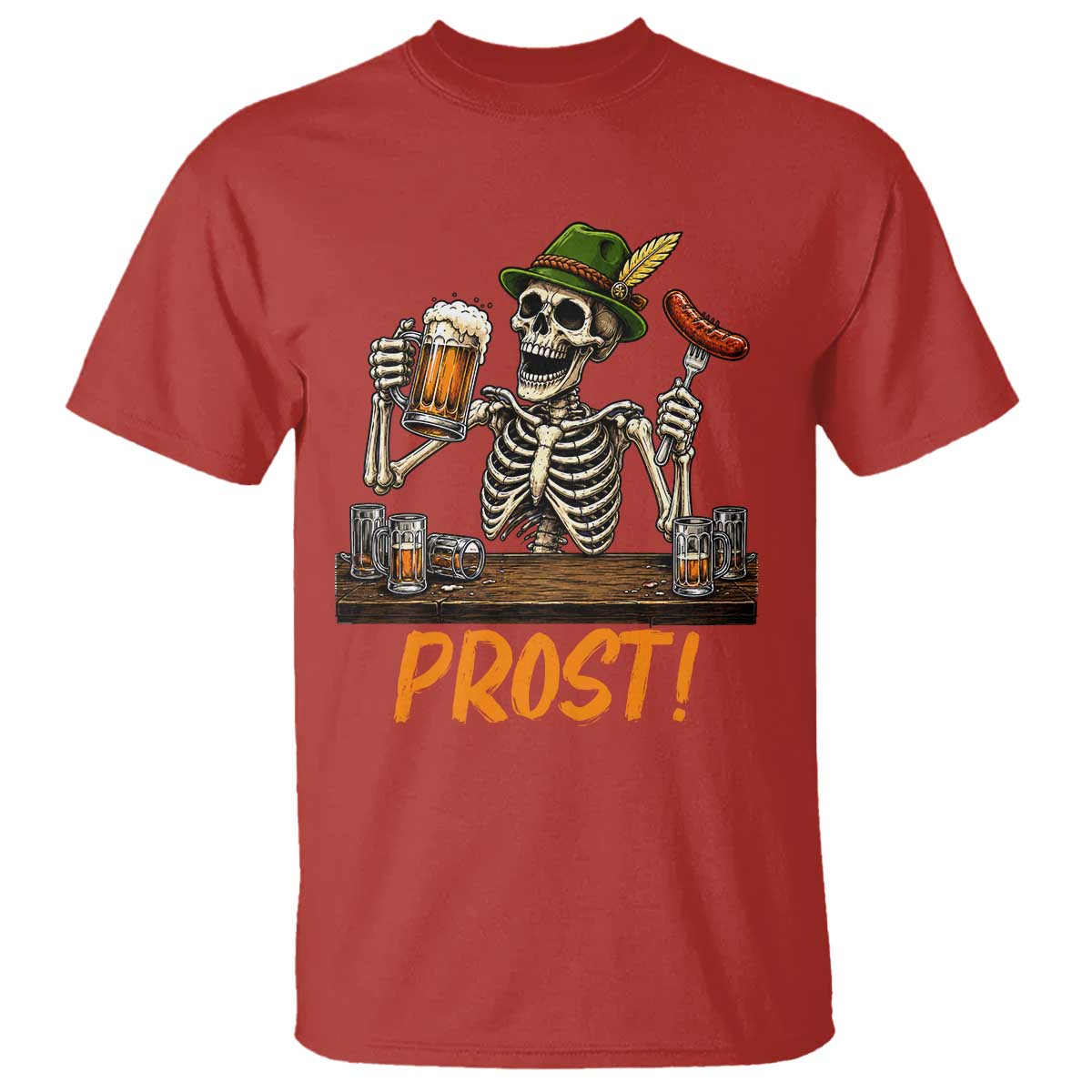 Funny Skeleton Oktoberfest T Shirt Prost Beer Lover Bavarian Gift TS12 Red Print Your Wear
