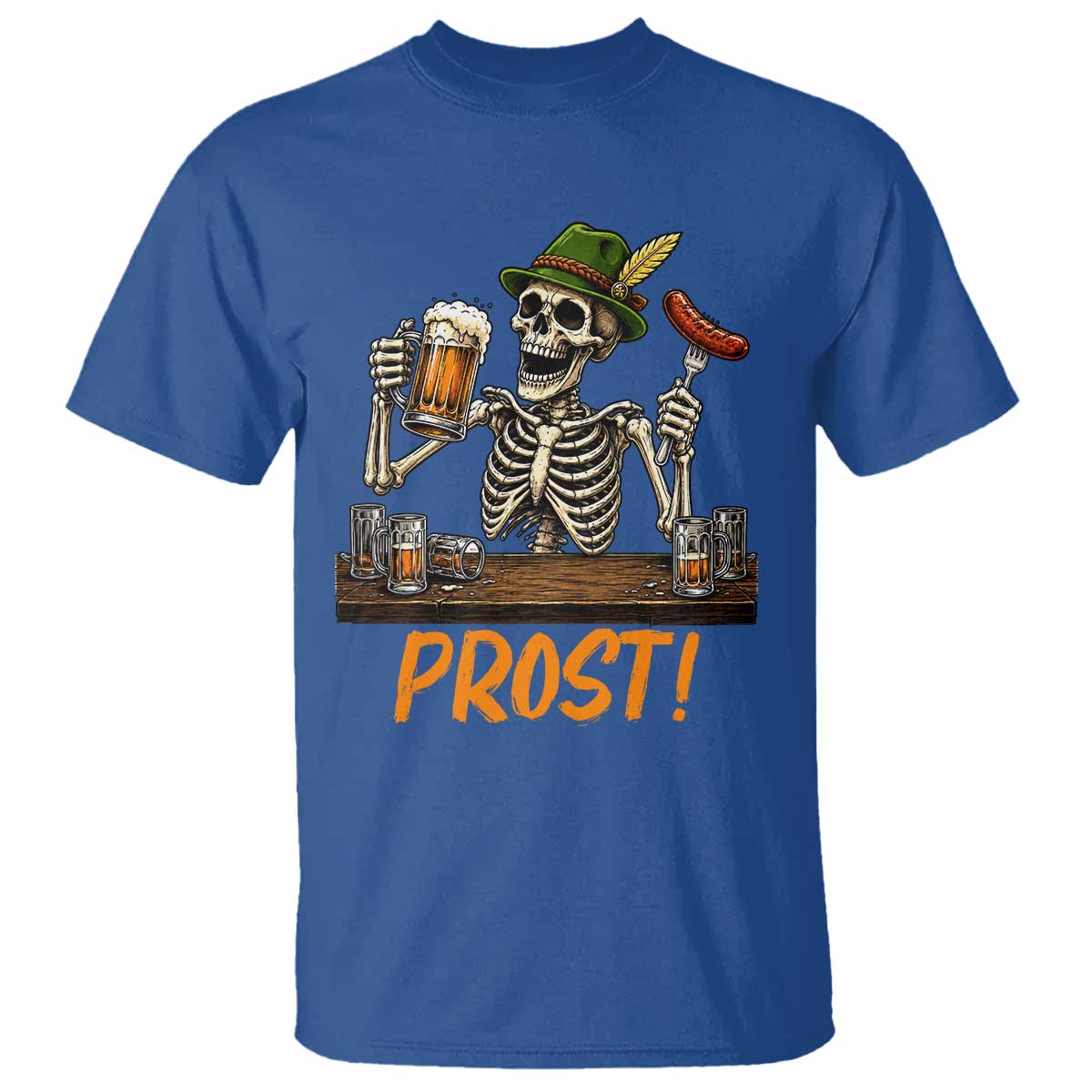 Funny Skeleton Oktoberfest T Shirt Prost Beer Lover Bavarian Gift TS12 Royal Blue Print Your Wear