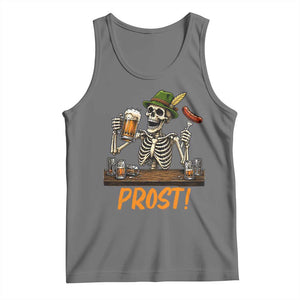 Funny Skeleton Oktoberfest Tank Top Prost Beer Lover Bavarian Gift TS12 Black Heather Print Your Wear