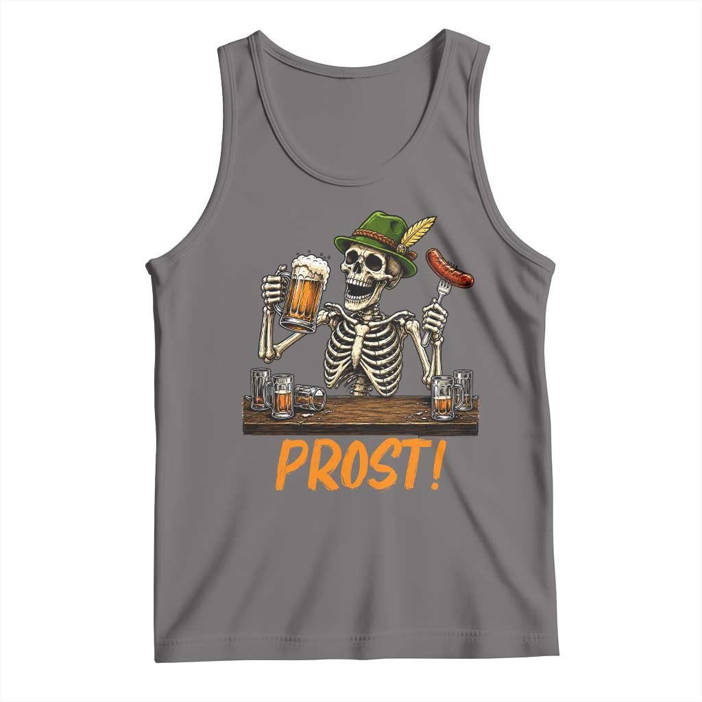 Funny Skeleton Oktoberfest Tank Top Prost Beer Lover Bavarian Gift TS12 Deep Heather Print Your Wear