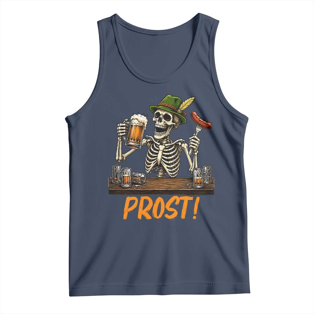 Funny Skeleton Oktoberfest Tank Top Prost Beer Lover Bavarian Gift TS12 Navy Print Your Wear