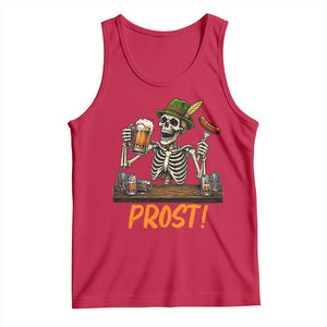 Funny Skeleton Oktoberfest Tank Top Prost Beer Lover Bavarian Gift TS12 Red Print Your Wear