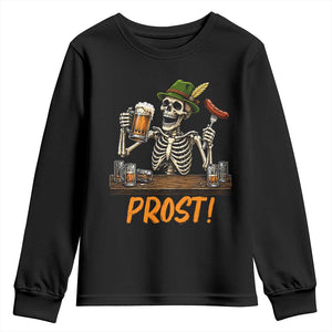 Funny Skeleton Oktoberfest Youth Sweatshirt Prost Beer Lover Bavarian Gift TS12 Black Print Your Wear