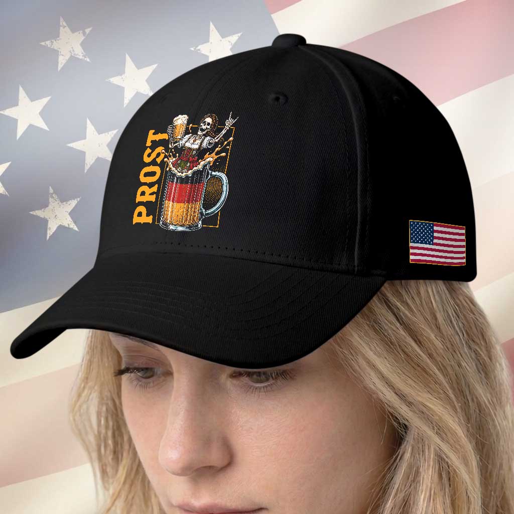 Funny Skeleton Oktoberfest Baseball Cap Spooky Prost German Beer Drinker Graphic TS12 Print Your Wear
