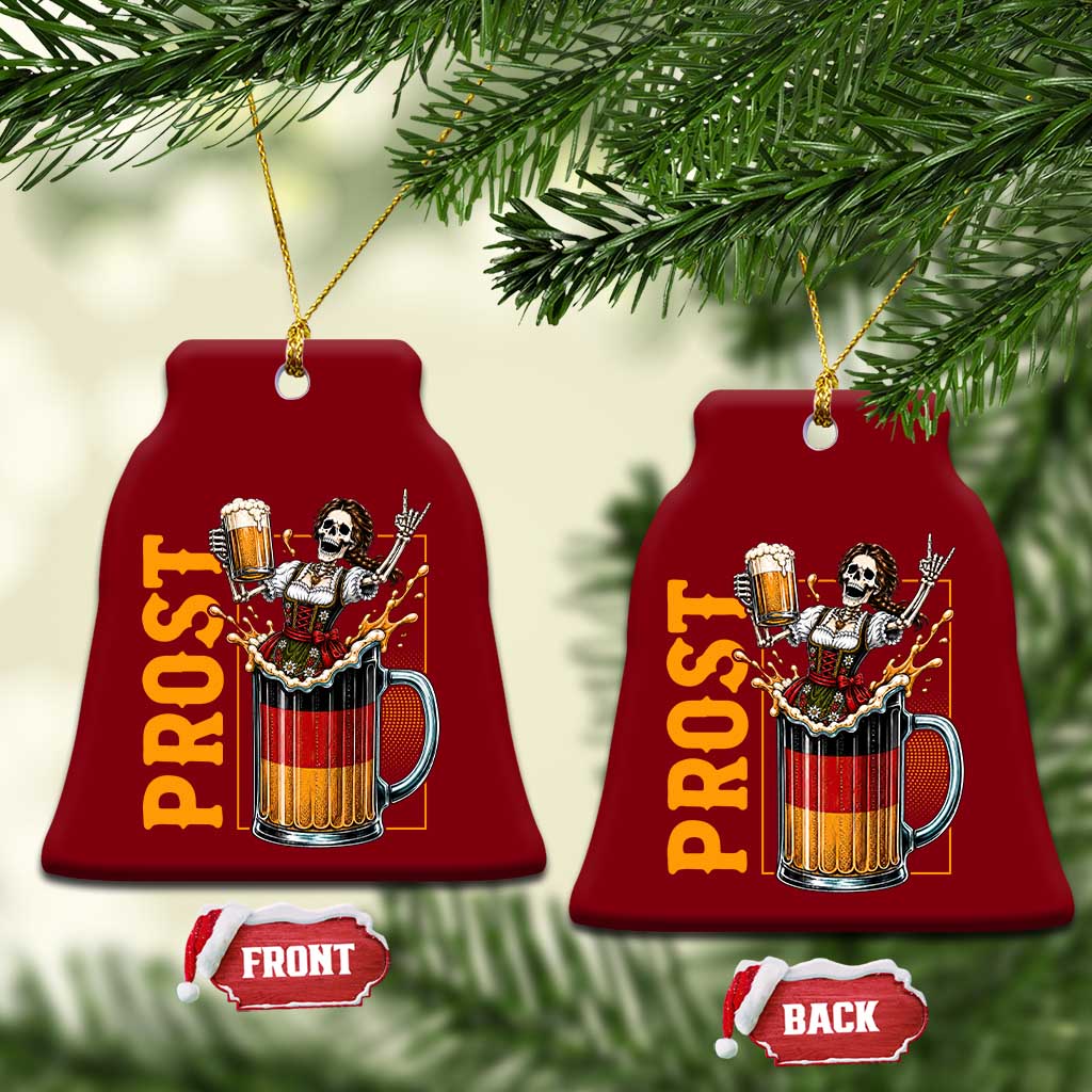 Funny Skeleton Oktoberfest Ceramic Ornament Spooky Prost German Beer Drinker Graphic TS12 Print Your Wear