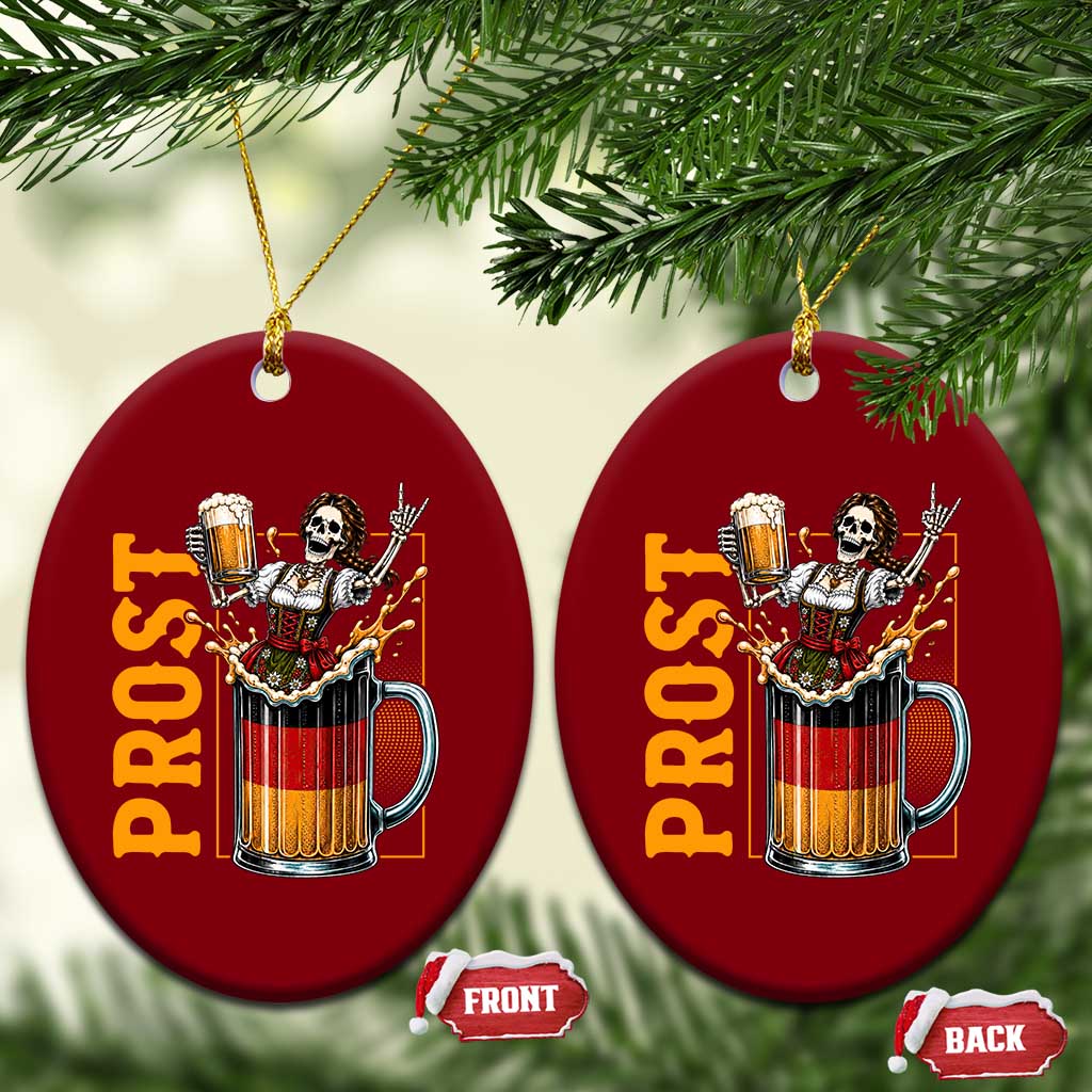 Funny Skeleton Oktoberfest Ceramic Ornament Spooky Prost German Beer Drinker Graphic TS12 Print Your Wear