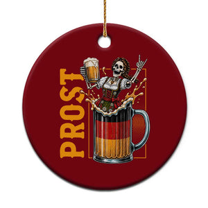 Funny Skeleton Oktoberfest Ceramic Ornament Spooky Prost German Beer Drinker Graphic TS12 1pc Red Print Your Wear