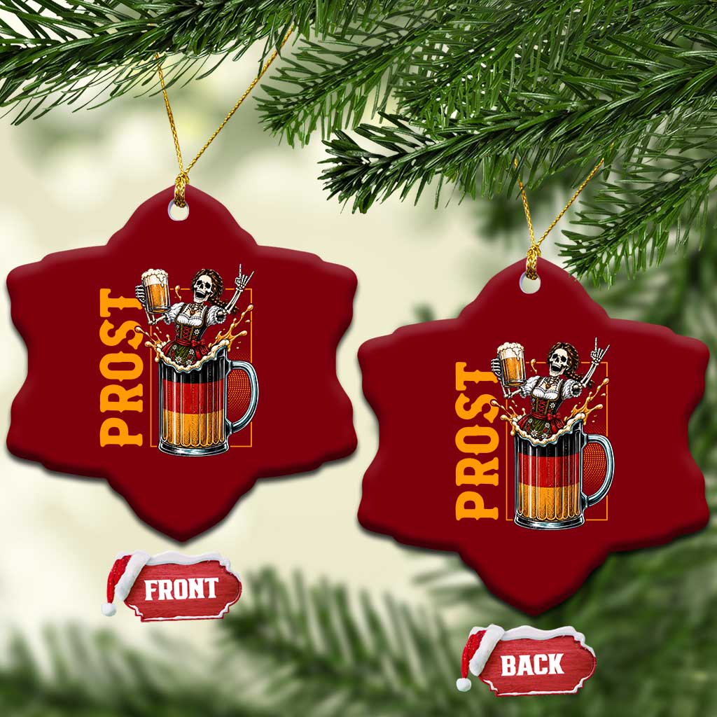 Funny Skeleton Oktoberfest Ceramic Ornament Spooky Prost German Beer Drinker Graphic TS12 Print Your Wear