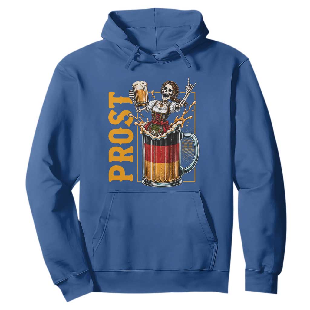 Funny Skeleton Oktoberfest Hoodie Spooky Prost German Beer Drinker Graphic TS12 Royal Blue Print Your Wear