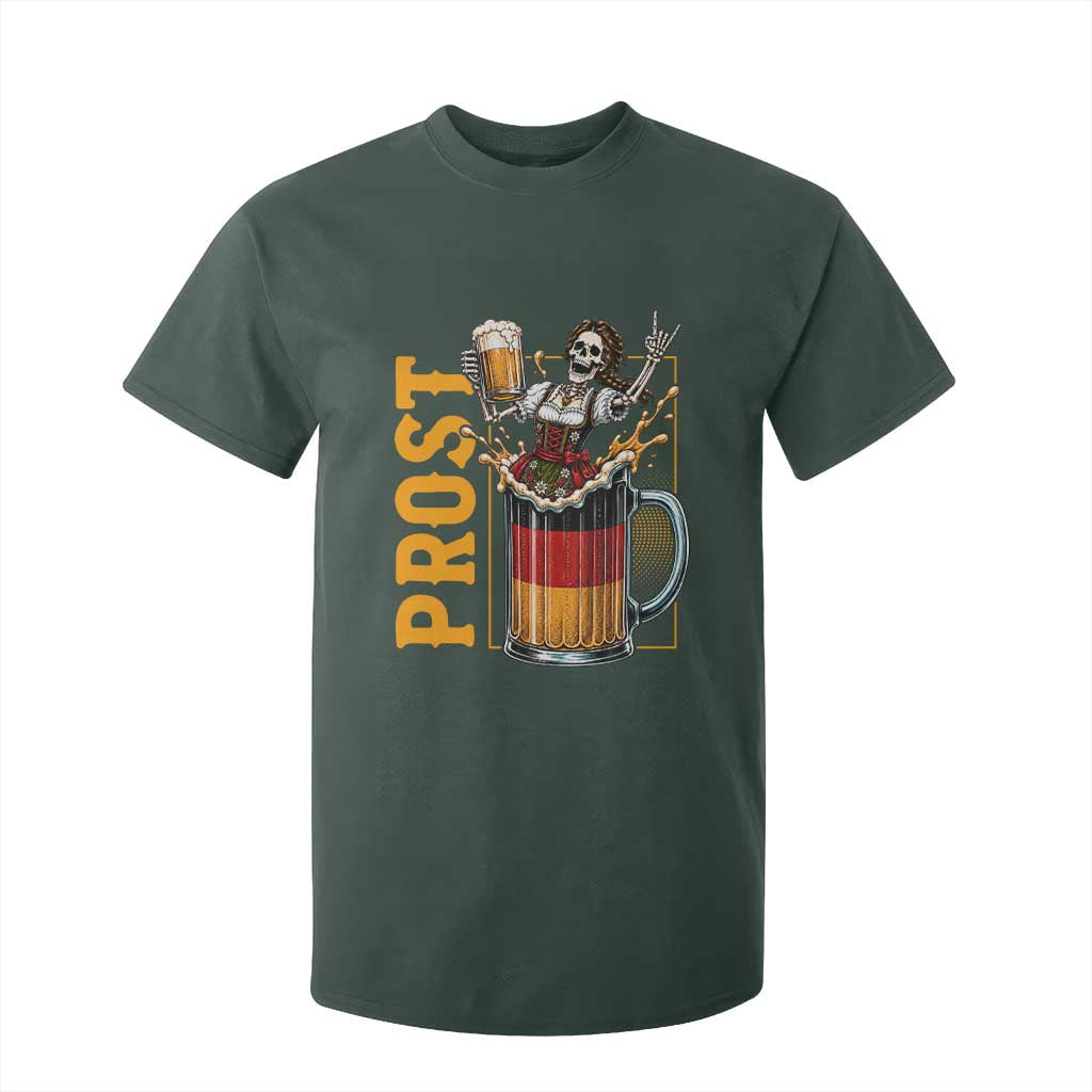 Funny Skeleton Oktoberfest T Shirt For Kid Spooky Prost German Beer Drinker Graphic TS12 Dark Forest Green Print Your Wear