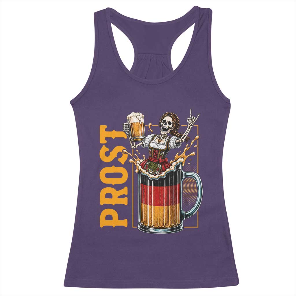 Funny Skeleton Oktoberfest Racerback Tank Top Spooky Prost German Beer Drinker Graphic TS12 Purple Print Your Wear