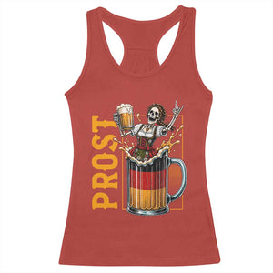 Funny Skeleton Oktoberfest Racerback Tank Top Spooky Prost German Beer Drinker Graphic TS12 Red Print Your Wear