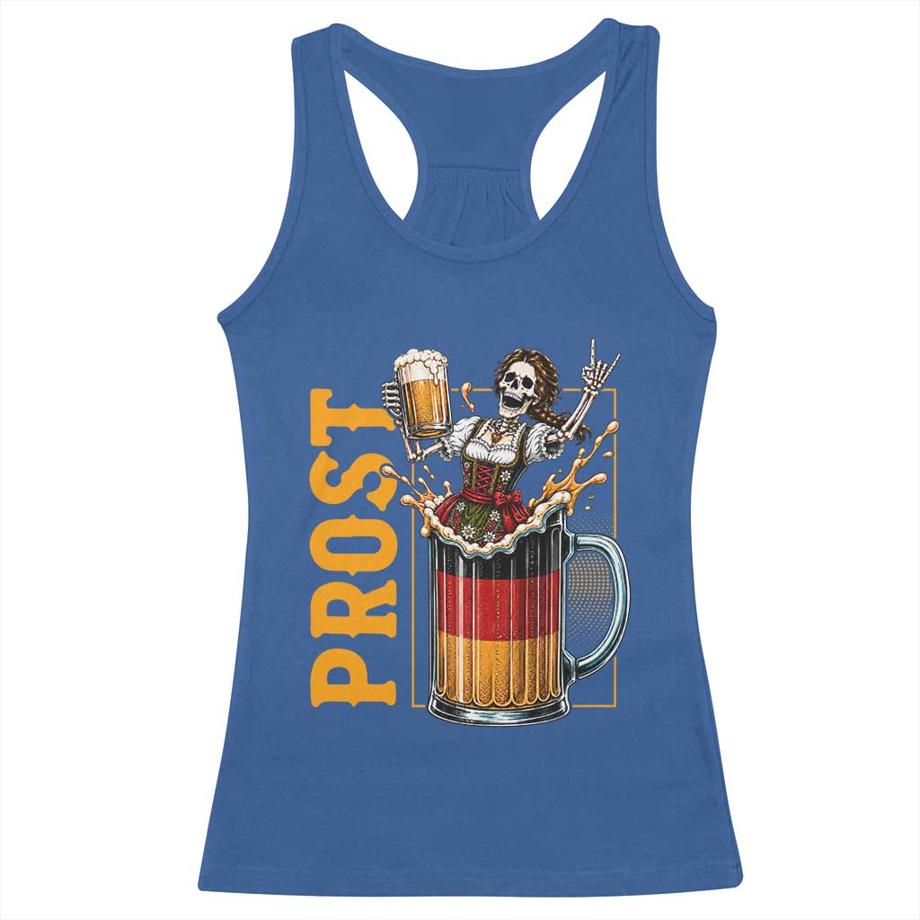 Funny Skeleton Oktoberfest Racerback Tank Top Spooky Prost German Beer Drinker Graphic TS12 Royal Blue Print Your Wear