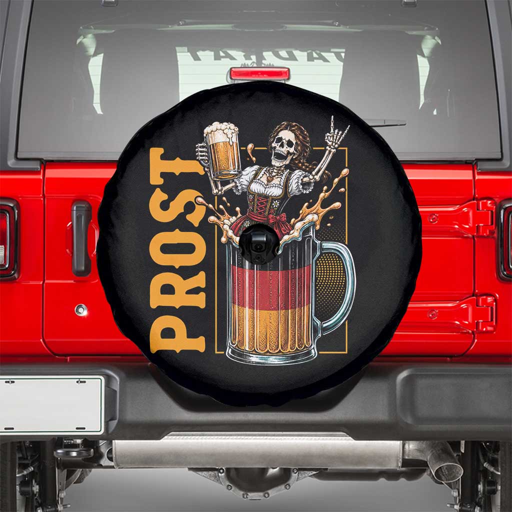 Funny Skeleton Oktoberfest Spare Tire Cover Spooky Prost German Beer Drinker Graphic TS12 Black Print Your Wear