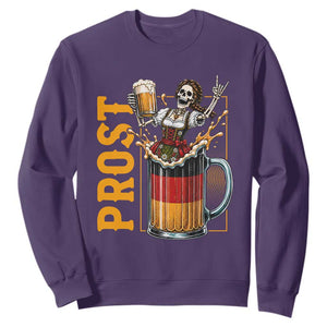 Funny Skeleton Oktoberfest Sweatshirt Spooky Prost German Beer Drinker Graphic TS12 Purple Print Your Wear