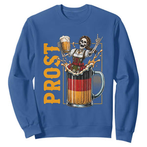 Funny Skeleton Oktoberfest Sweatshirt Spooky Prost German Beer Drinker Graphic TS12 Royal Blue Print Your Wear