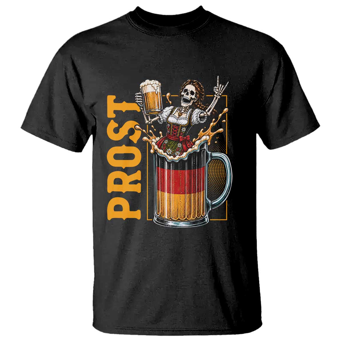 Funny Skeleton Oktoberfest T Shirt Spooky Prost German Beer Drinker Graphic TS12 Black Print Your Wear