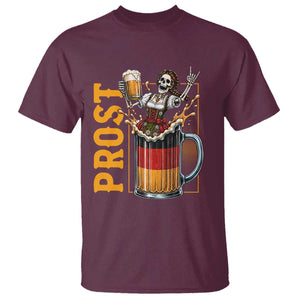 Funny Skeleton Oktoberfest T Shirt Spooky Prost German Beer Drinker Graphic TS12 Maroon Print Your Wear