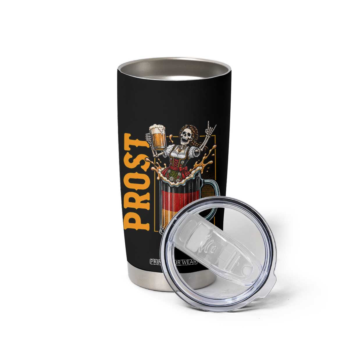 Funny Skeleton Oktoberfest Tumbler Cup Spooky Prost German Beer Drinker Graphic TS12 Print Your Wear