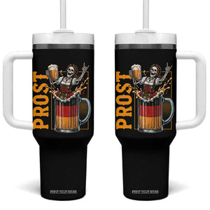 Funny Skeleton Oktoberfest Tumbler With Handle Spooky Prost German Beer Drinker Graphic TS12 One Size: 40 oz Black Print Your Wear