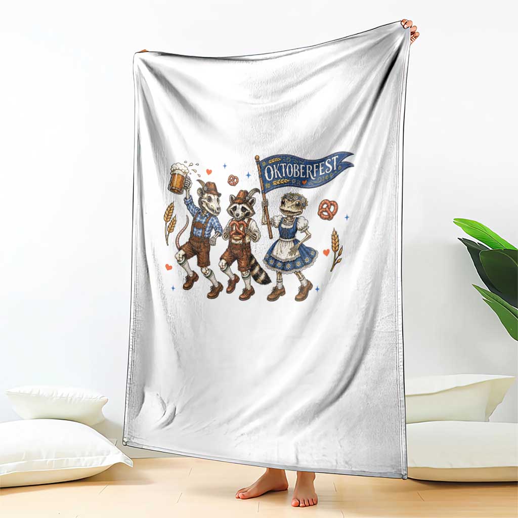 Funny Opossum Raccoon Frog Oktoberfest Beer Graphic Throw Blanket Spooky Drinking Team TS12 Print Your Wear