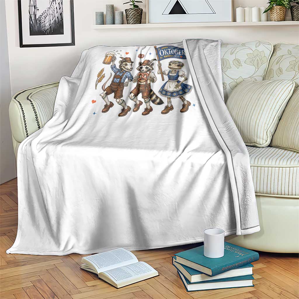 Funny Opossum Raccoon Frog Oktoberfest Beer Graphic Throw Blanket Spooky Drinking Team TS12 Print Your Wear