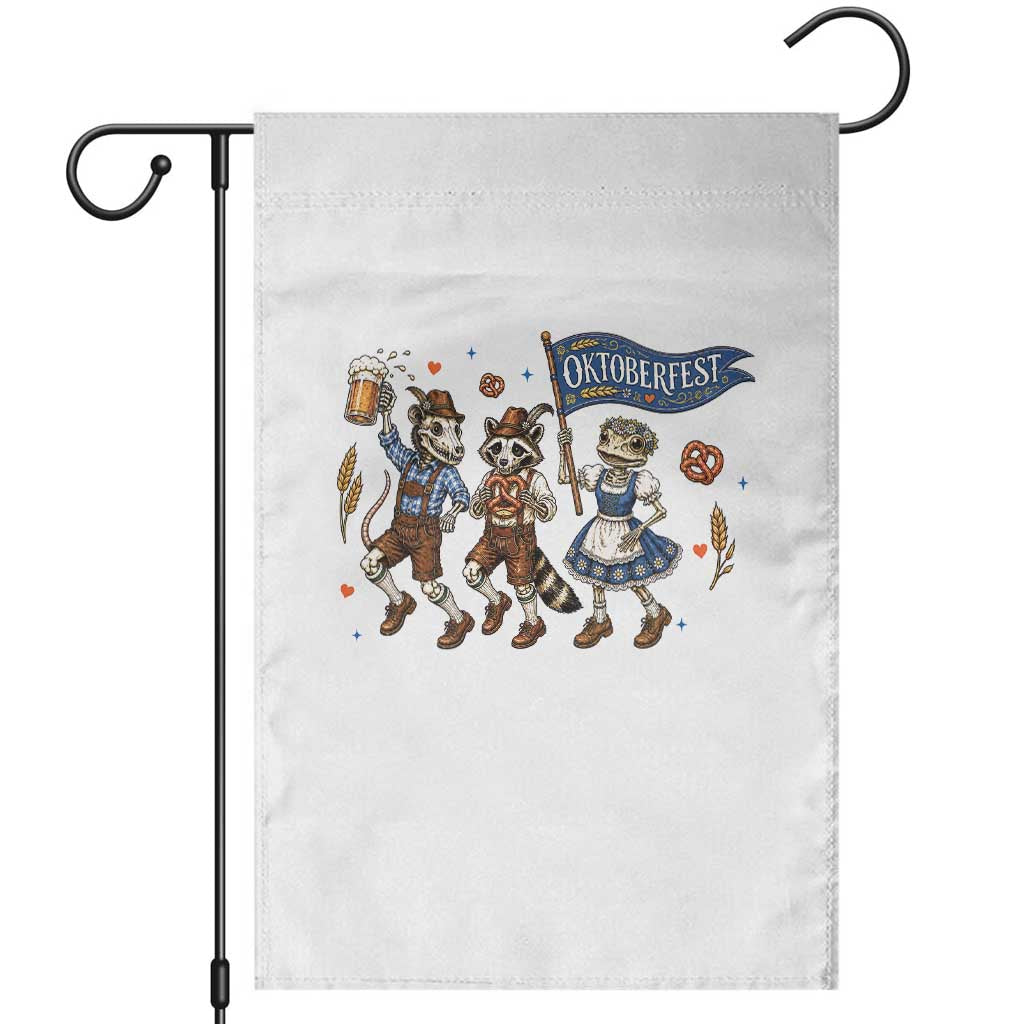 Funny Opossum Raccoon Frog Oktoberfest Beer Graphic Garden Flag Spooky Drinking Team TS12 White Print Your Wear