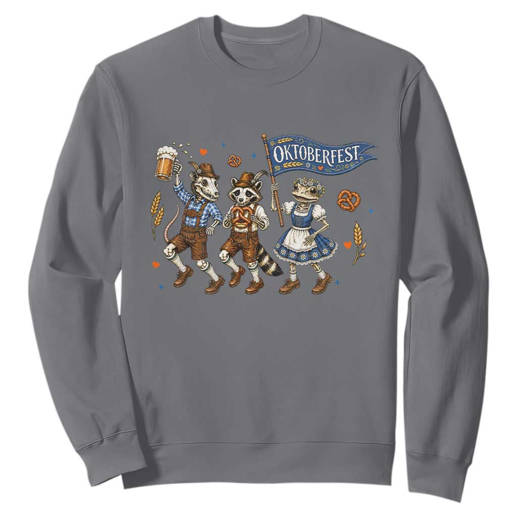 Funny Opossum Raccoon Frog Oktoberfest Beer Graphic Sweatshirt Spooky Drinking Team TS12 Charcoal Print Your Wear